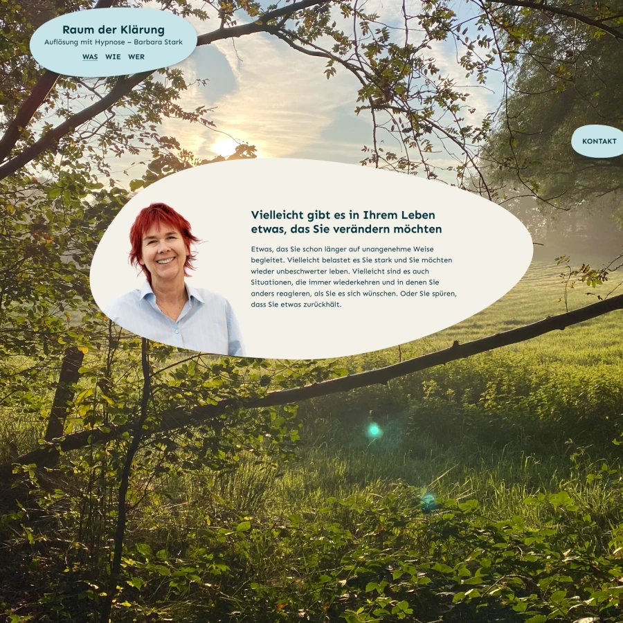 Screenshot der Website für Raum der Klärung