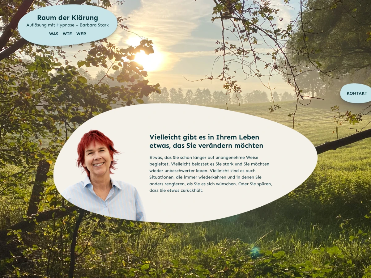 Screenshot der Website für Raum der Klärung