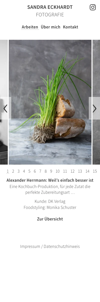 Screenshot der Website für Sandra Eckhardt auf dem Smartphone