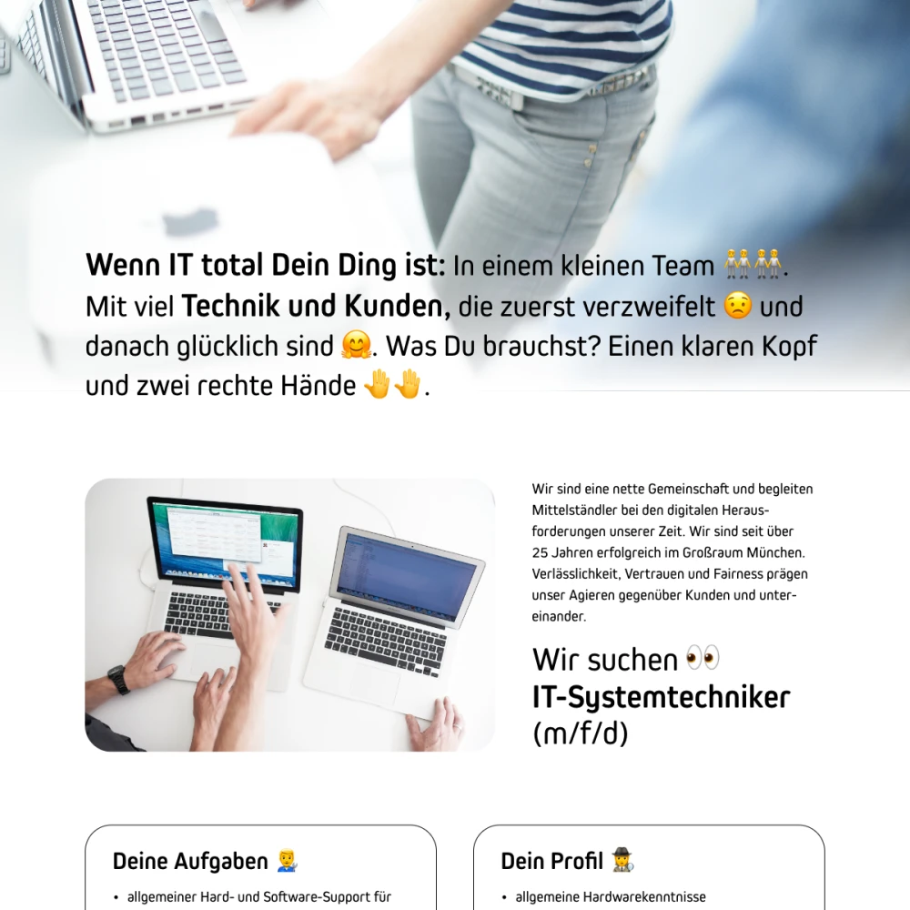 Screenshot der Website für sbs auf dem Tablet