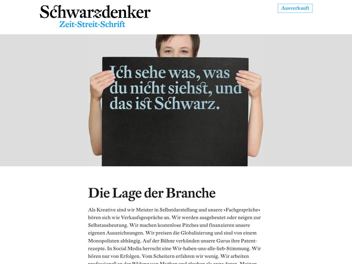 Screenshot der Website für Schwarzdenker