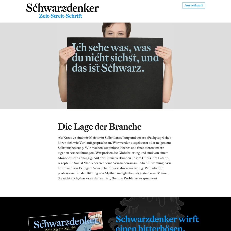 Screenshot der Website für Schwarzdenker