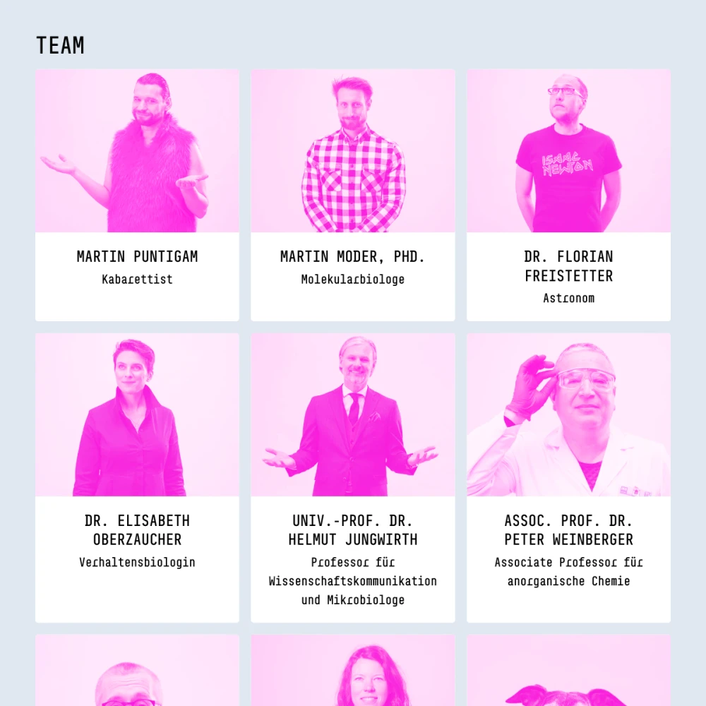 Screenshot der Website für Science Busters auf dem Tablet