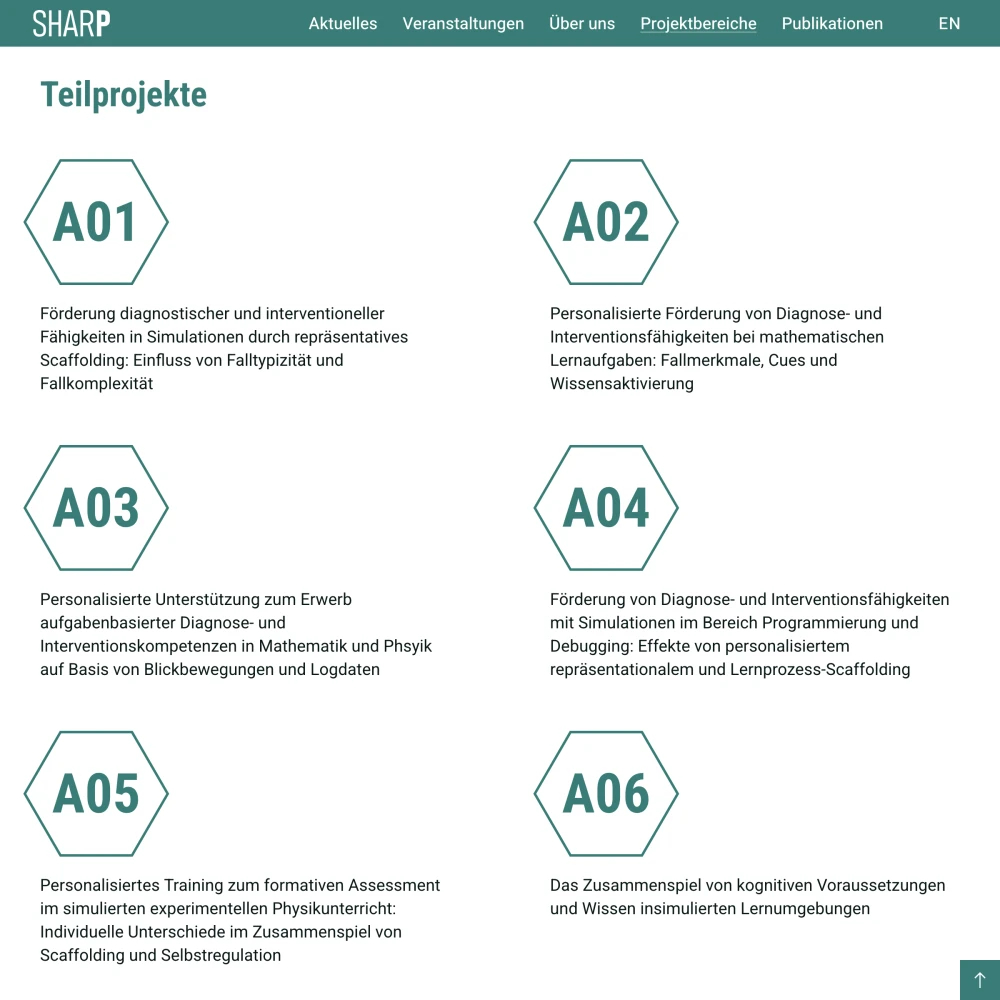 Screenshot der Website für SHARP auf dem Tablet