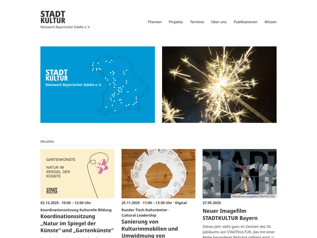 Screenshot der Website für Stadtkultur