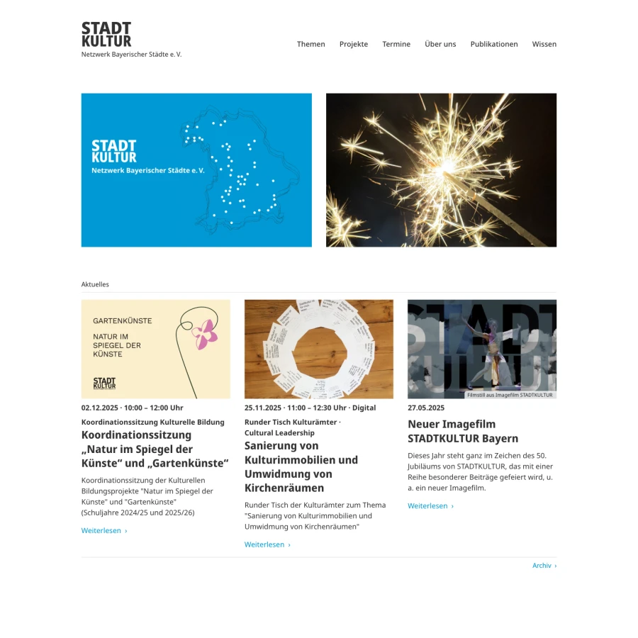 Screenshot der Website für Stadtkultur