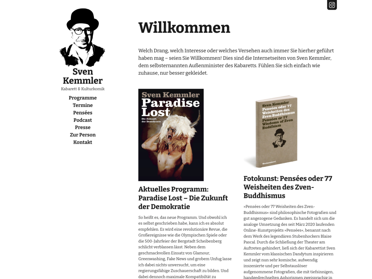 Screenshot der Website für Sven Kemmler