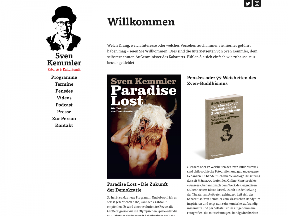 Screenshot der Website für Sven Kemmler
