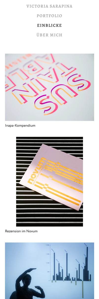 Screenshot der Website für Victoria Sarapina auf dem Smartphone