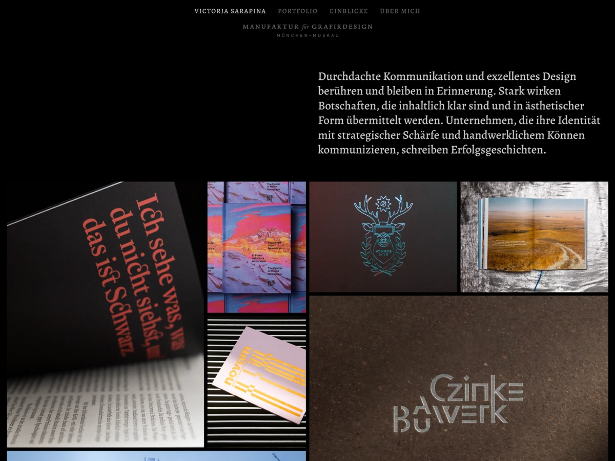 Screenshot der Website für Victoria Sarapina