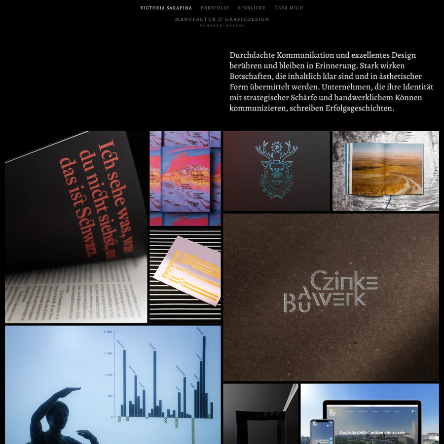 Screenshot der Website für Victoria Sarapina