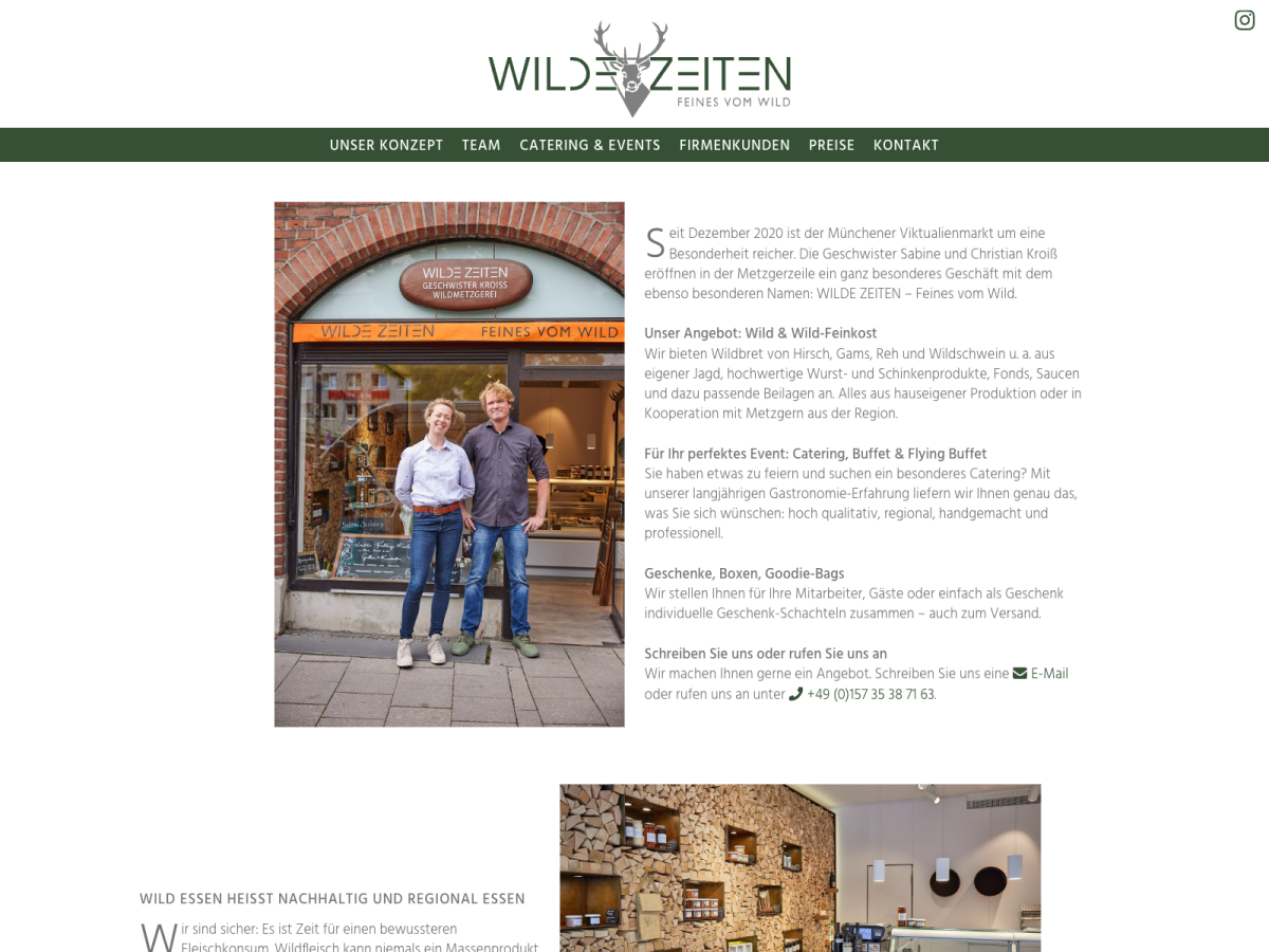 Screenshot der Website für Wilde Zeiten