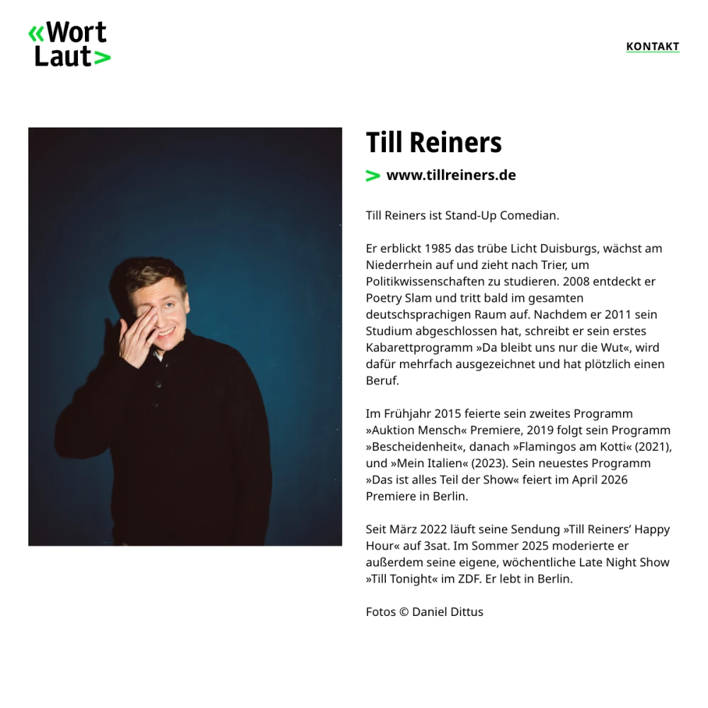 Screenshot der Website für Wortlaut auf dem Tablet