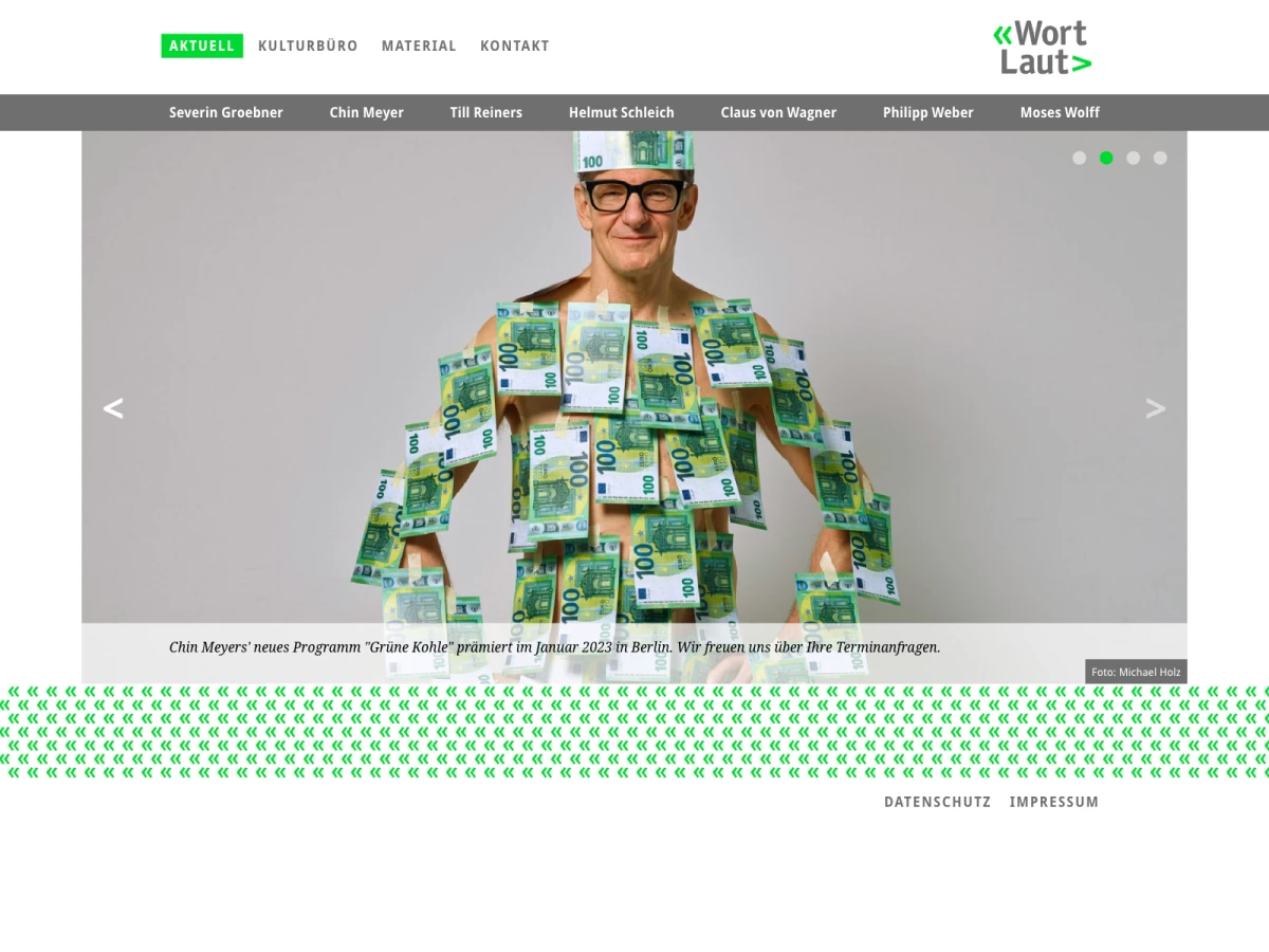 Screenshot der Website für Wortlaut