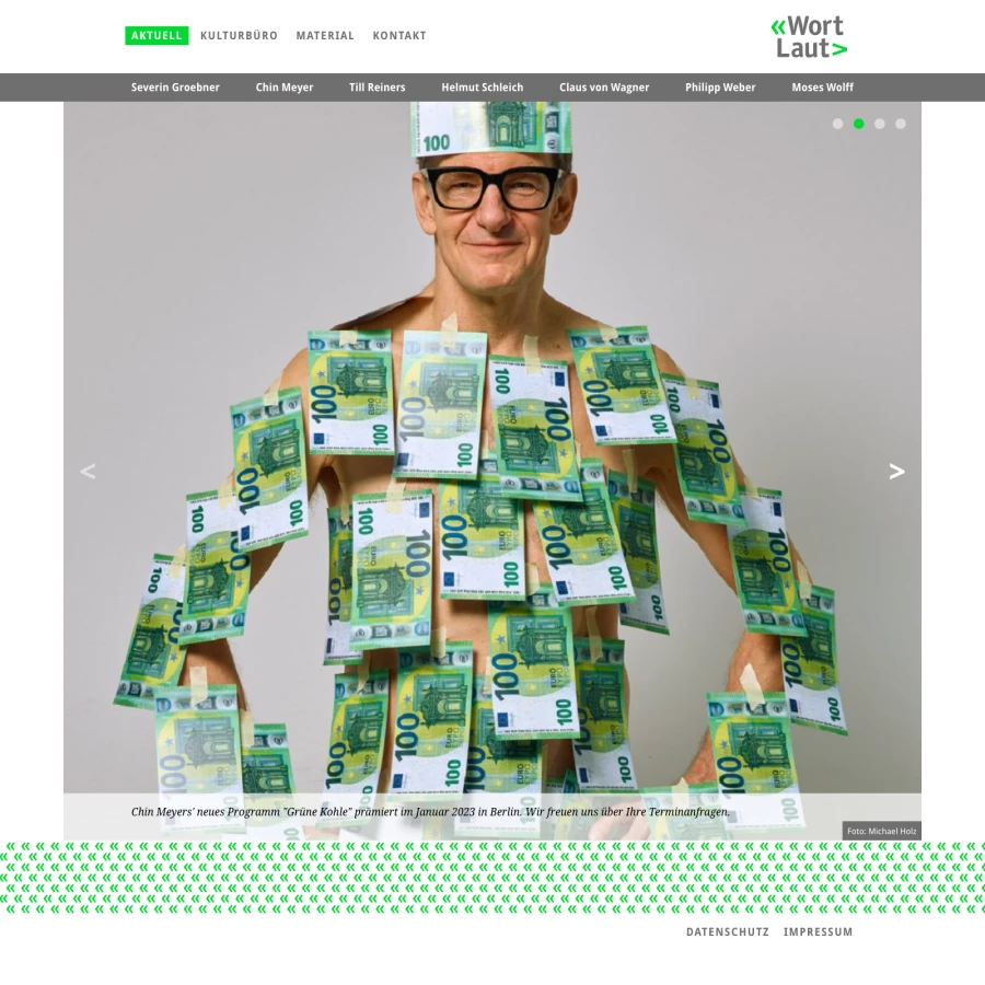 Screenshot der Website für Wortlaut